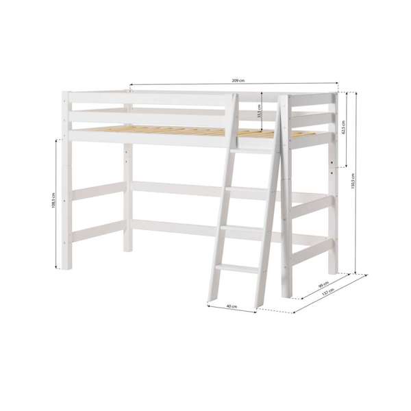 Hoppekids ECO Luxury mid high bed with Slanted ladder