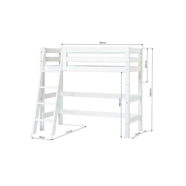 Hoppekids ECO Luxury mid high bed with Slanted ladder