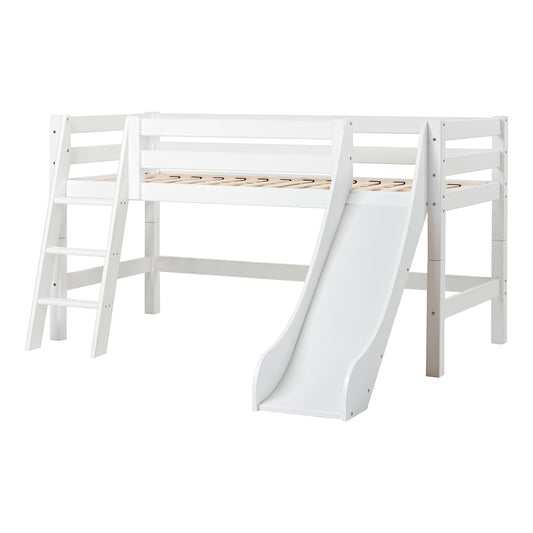 Hoppekids ECO Luxury half high bed with slide and slanted ladder, Flexible slat frame