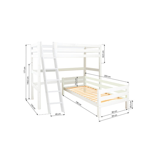 Hoppekids ECO Luxury Bunk bed Angle with slanted ladder, Flexible slat frame