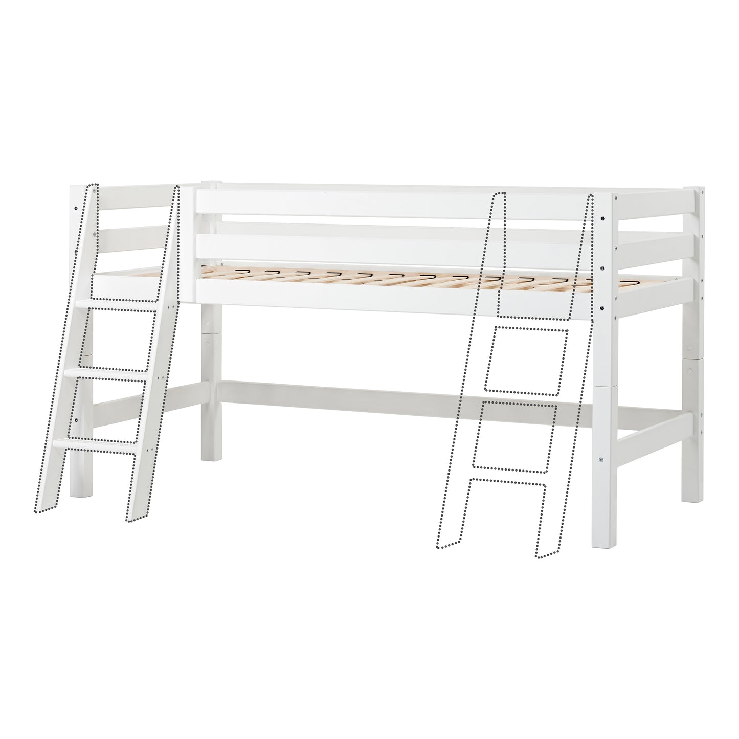 Hoppekids ECO Luxury half high bed with slanted ladder and Flexible slat frame