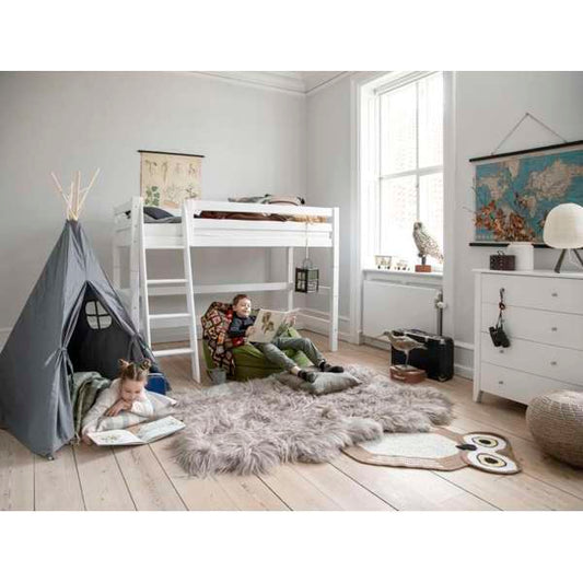 Hoppekids ECO Luxury mid high bed with Flexible slat frame and Slanted ladder