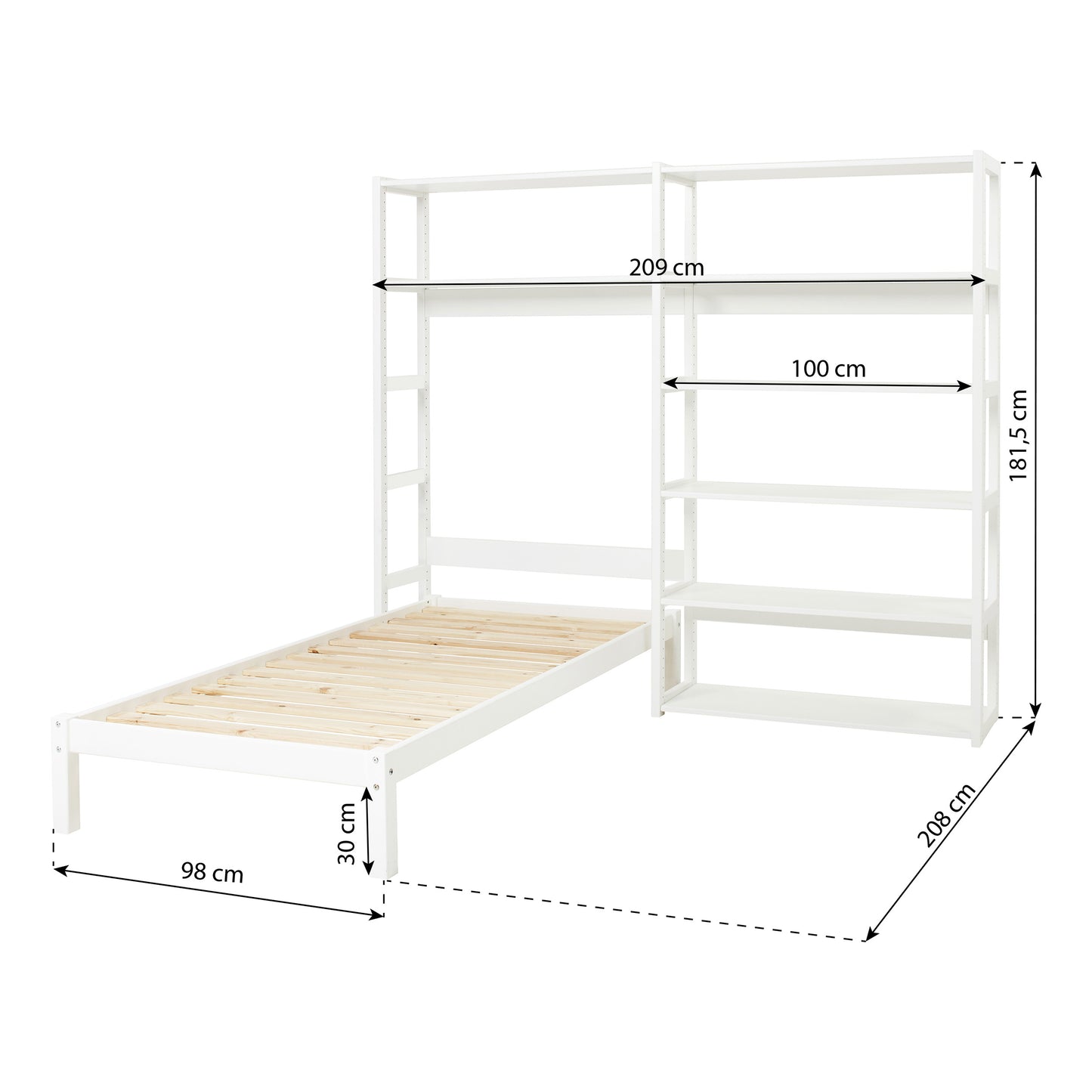 Hoppekids STOREY set with 8 shelves and bed