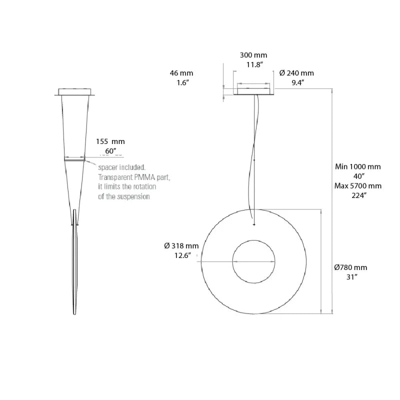 10 HEURES 10 Iris Lampada a Sospensione Verticale LED