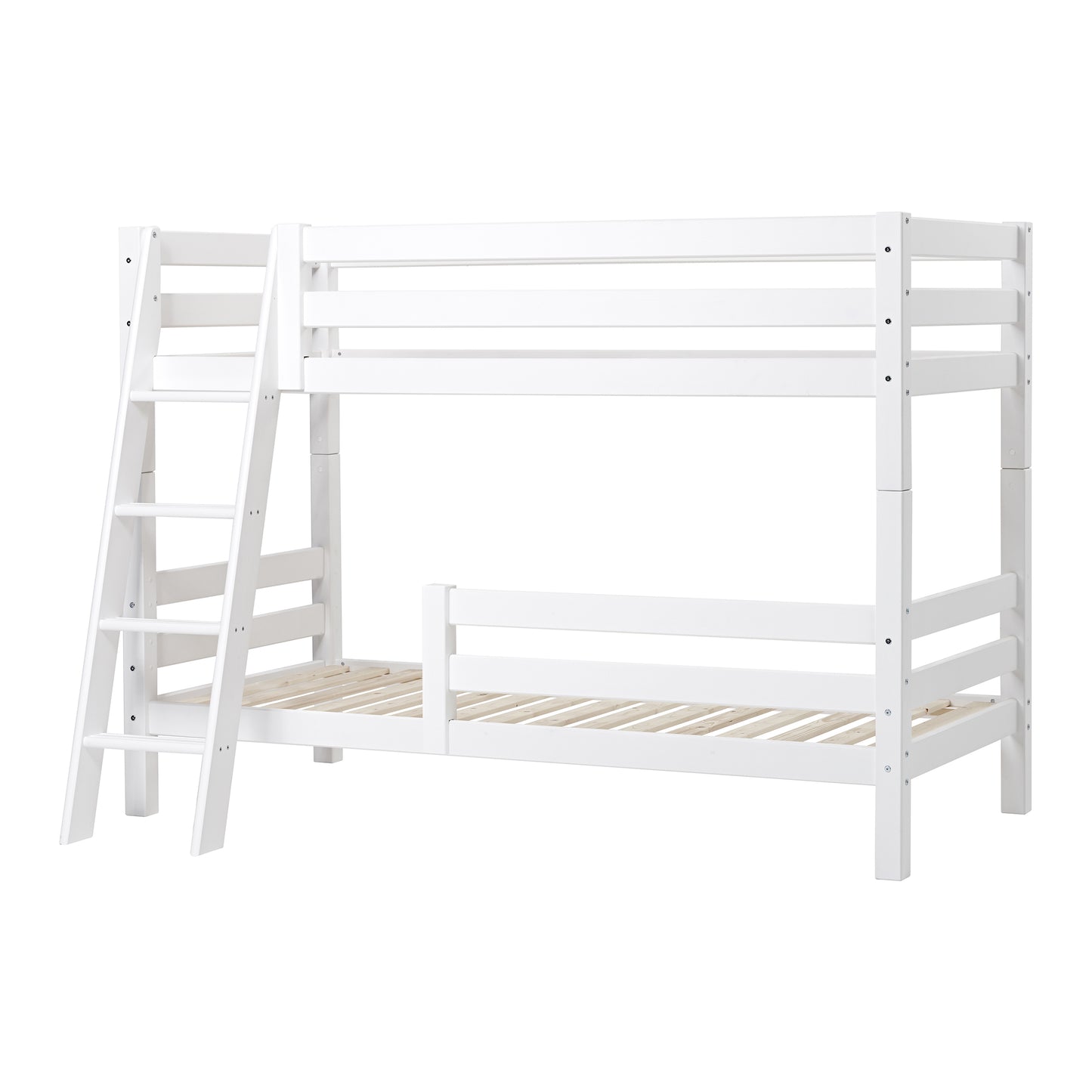 Hoppekids ECO Luxury Bunk bed with two bed rails and slanted ladder