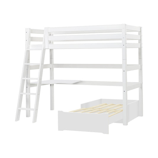 Hoppekids ECO Luxury MEGA bed with slanted ladder, lounge-Module and desk, Flexible slat frame