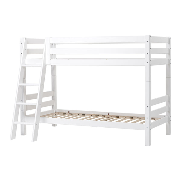 Hoppekids ECO Luxury Bunk bed 90x200cm with slanted ladder, Flexible slat frame, White