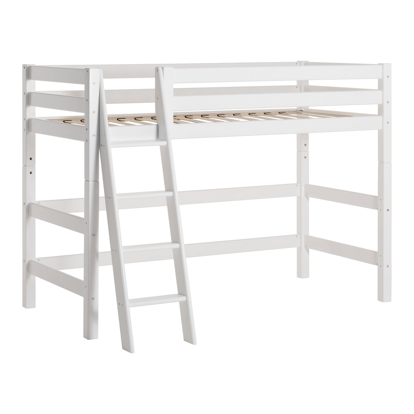 Hoppekids ECO Luxury mid high bed with Flexible slat frame and Slanted ladder