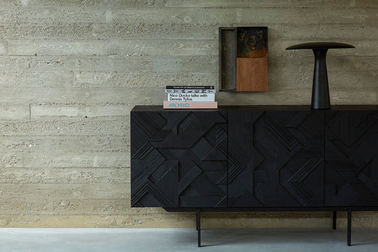 Credenza Graphic in Teck - 4 ante - nero - verniciato - ginardi arredamenti srl