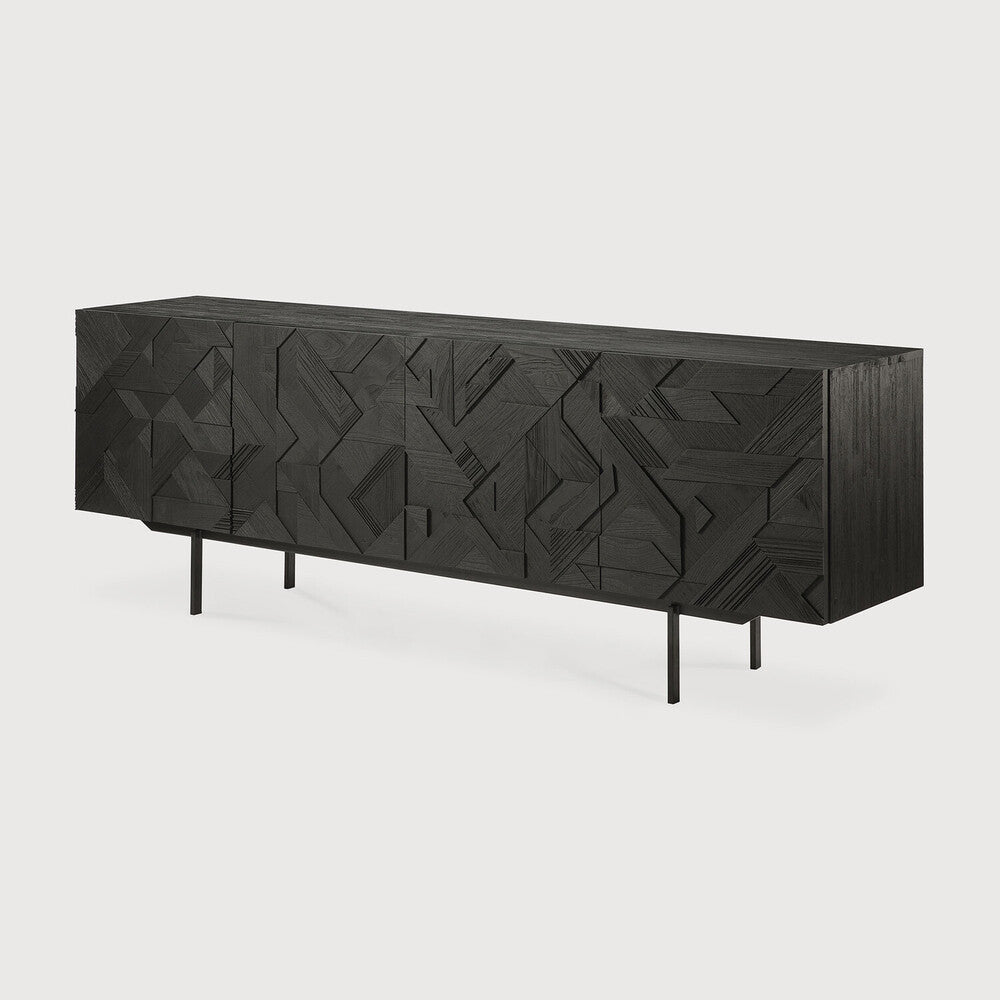 Credenza Graphic in Teck - 4 ante - nero - verniciato - ginardi arredamenti srl