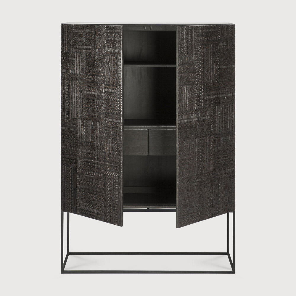 Credenza Tabwa in Teck - 2 ante, 2 cassetti - nero - verniciato - ginardi arredamenti srl