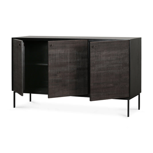 Credenza Grooves in Teck - 3 ante - nero - verniciato - ginardi arredamenti srl