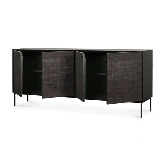 Credenza Grooves in Teck - 4 ante - nero - verniciato - ginardi arredamenti srl