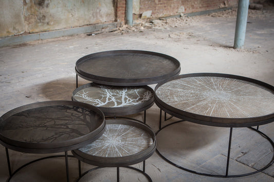 Tavolino vassoio tondo - basso - set di L/XL - verniciato (vassoi non inclusi) - ginardi arredamenti srl