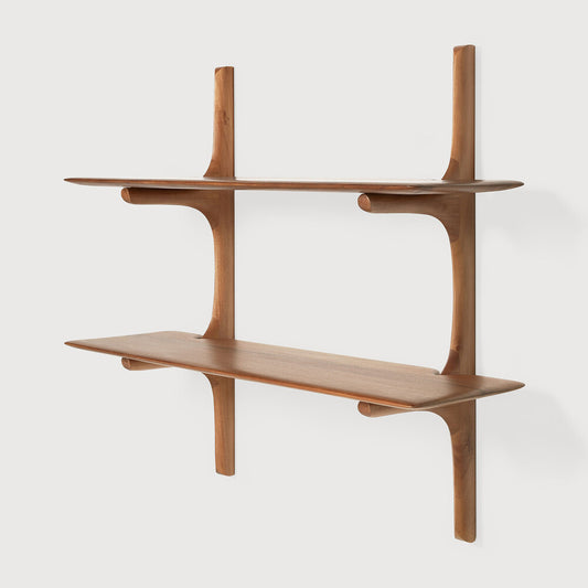 Ethnicraft libreria da parete PI in mogano a 2 ripiani