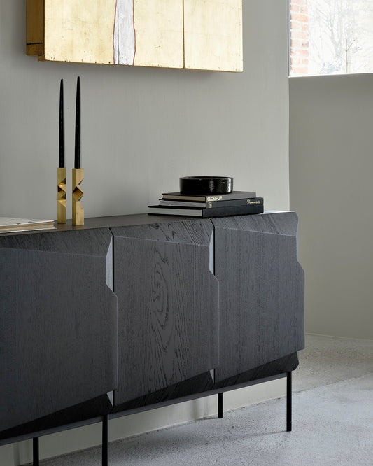 Credenza Stairs in Rovere - 4 ante - nero - verniciato - ginardi arredamenti srl