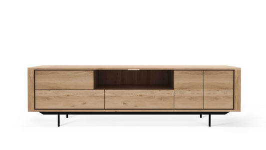 Porta TV Shadow in Rovere- 2 ante, 1 anta a ribalta, 2 cassetti - metallo nero - ginardi arredamenti srl