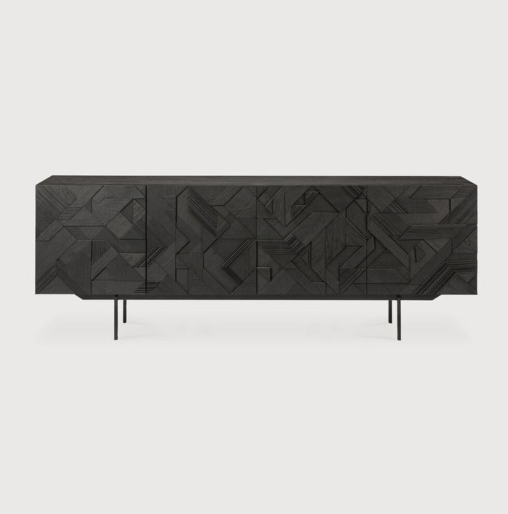 Credenza Graphic in Teck - 4 ante - nero - verniciato - ginardi arredamenti srl