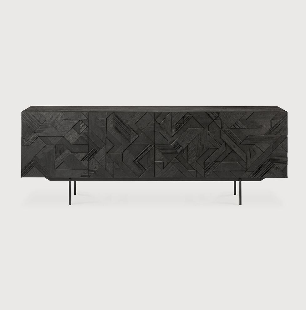 Credenza Graphic in Teck - 4 ante - nero - verniciato - ginardi arredamenti srl